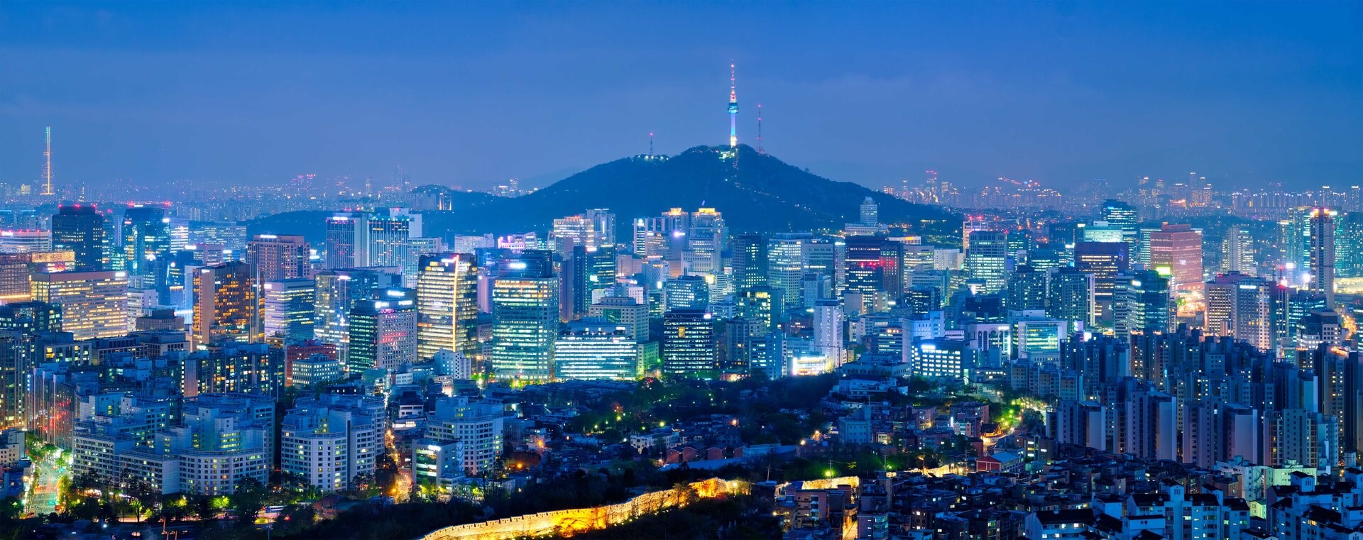 View of City of Seoul skyline at nighttime