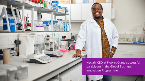 Neciah, CEO at FluoretiQ and successful participant in the Global Business Innovation Programme.