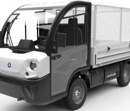  An electric road vehicle with cage body for cleaning and maintenance.
