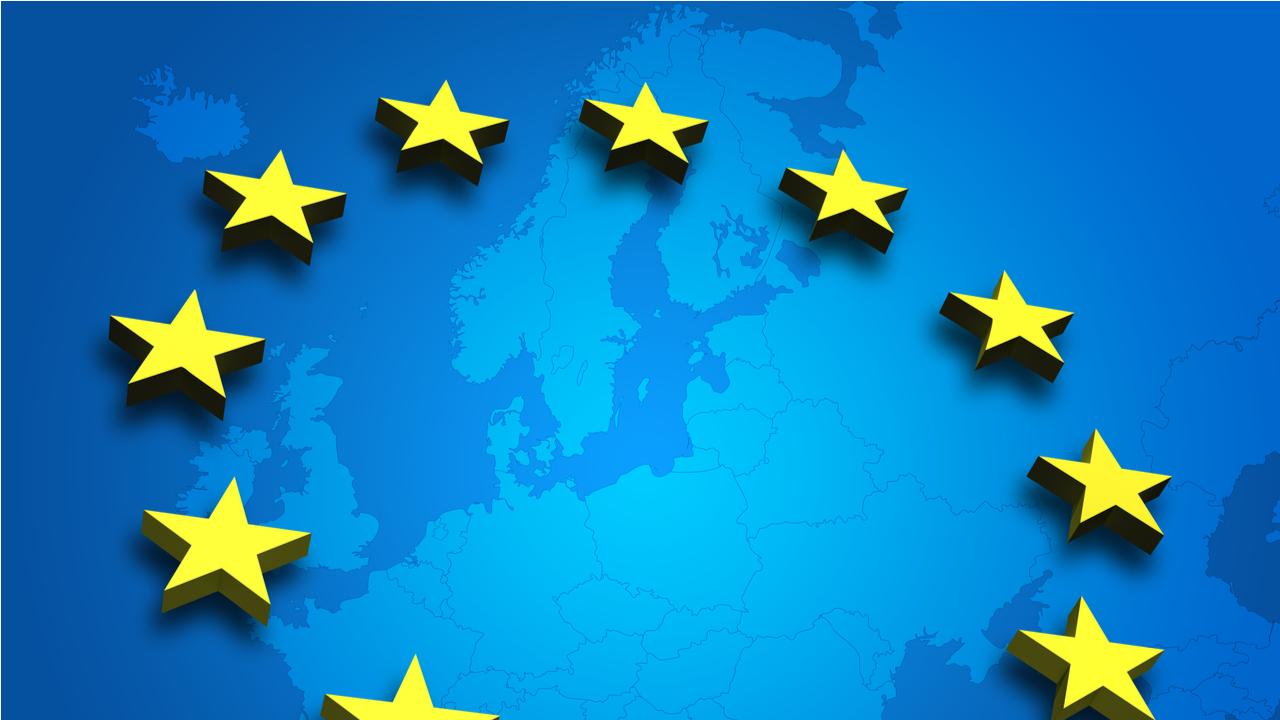 EU stars over a map of Europe