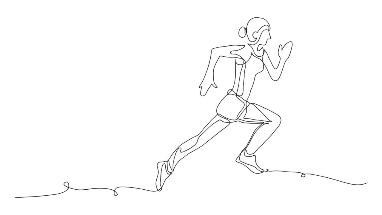 continuous line drawing of jogging.