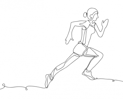 continuous line drawing of jogging.