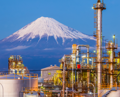 Mountain Fuji and Japan industry zone from Shizuoka prefecture